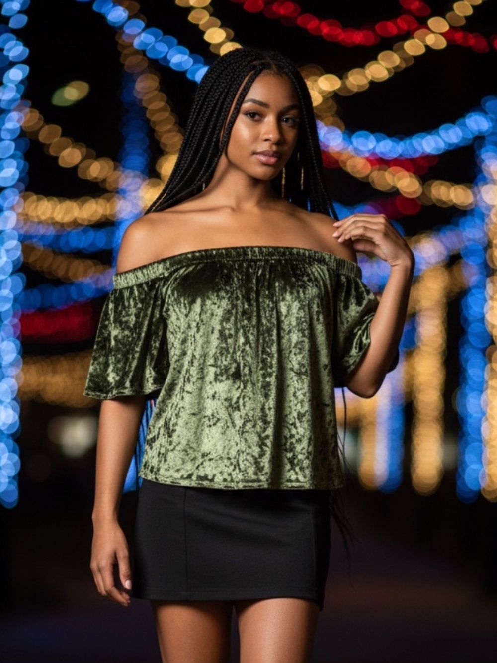Potters Pot velvet off shoulder blouse